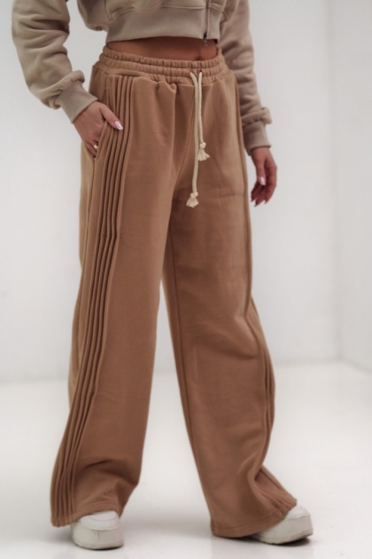 Spodnie Dresowe Damskie Ciemno Beżowe Natural Side Leg Seams NS2557-2