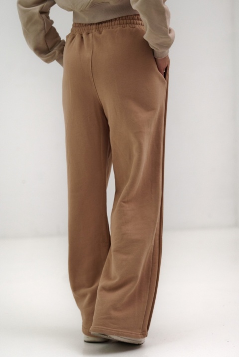 Spodnie Dresowe Damskie Ciemno Beżowe Natural Side Leg Seams NS2557-2